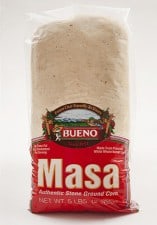 A package of Bueno Foods Stone Ground Corn Masa