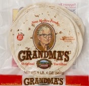 A 10 count package of Grandma's Flour Tortillas