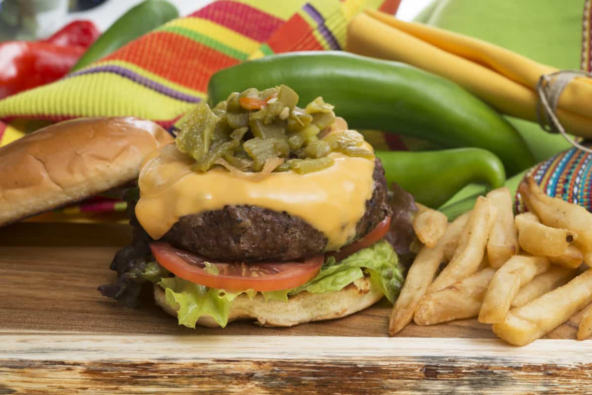 Hatch Green Chile Cheese Burgers