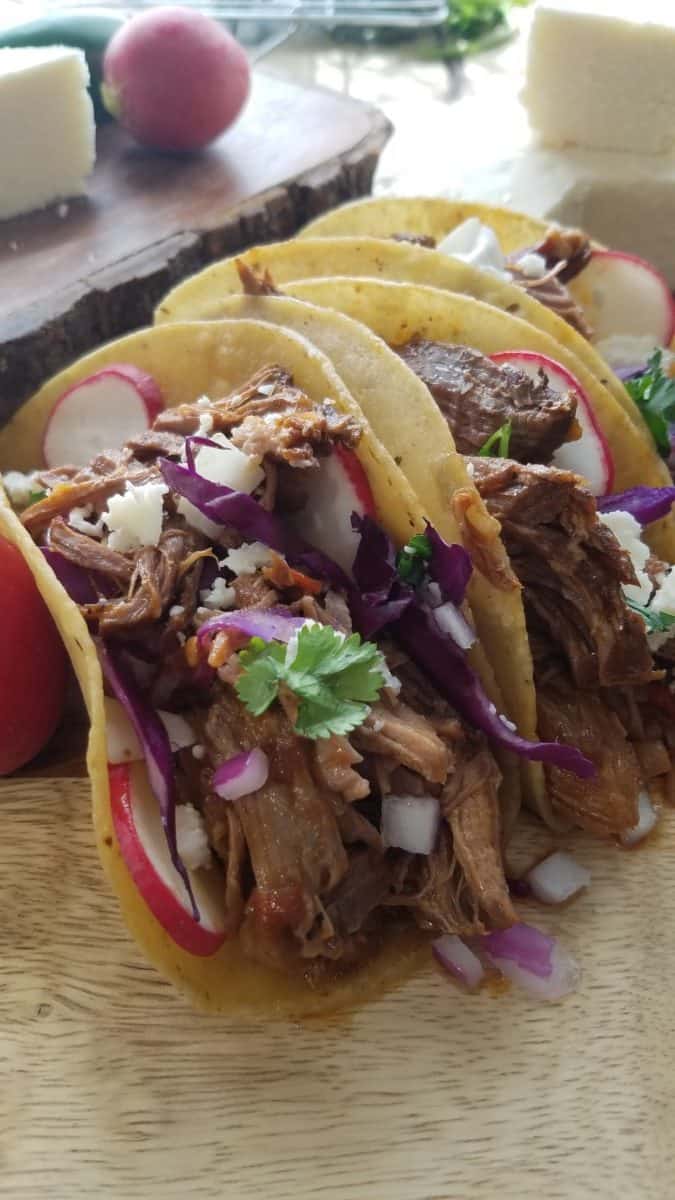 Plate served with beef tacos