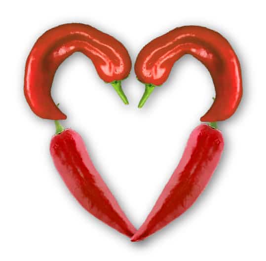 red chiles in heart shape