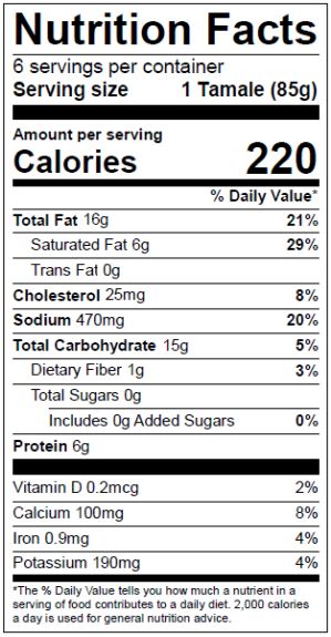 Tamales nutrition facts