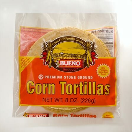 A package of 12 count premium Stone Ground Corn Tortillas